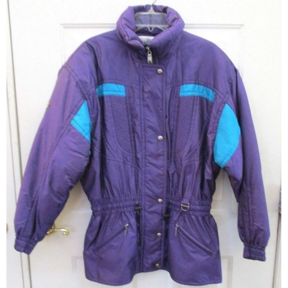 VINTAGE DESCENTE PURPLE BLUE WOMENS SKI SNOWBOARD JACKET SIZE 14
